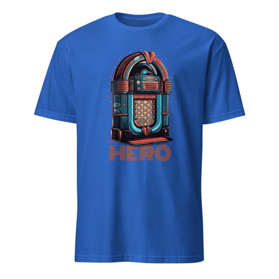 Retro Jukebox Hero Music Lover Vintage Style T-Shirt (Royal, S)