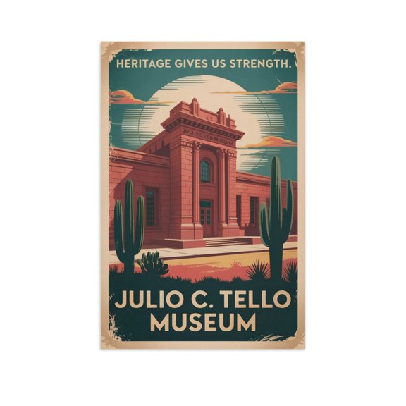 Retro Julio C. Tello Museum Poster Inspirational Motivational Vintage Travel Wall Art for Library Meditation Room Office Print Poster
