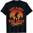 thumbnail image 1 of Retro Just A Boy Who Loves Bigfoot Boys Kids Sasquatch Funny T-Shirt, 1 of 5