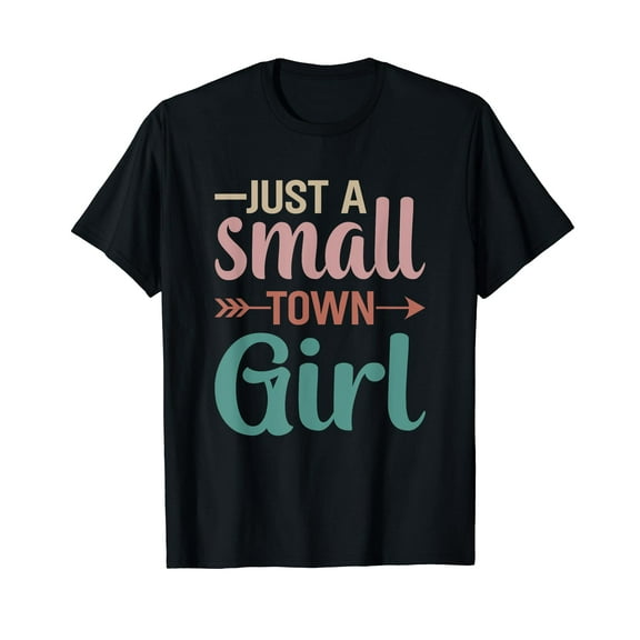 Retro Just A Small Town Girl Journey Black T-Shirt