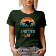 Retro Just Anotter Day - Witty Animal Pun Quote, Military Green T-Shirt, Medium