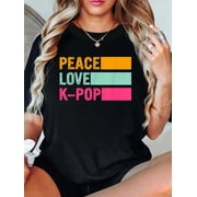 Retro K-pop for Teen Girls Women Kpop and Peace T-Shirt