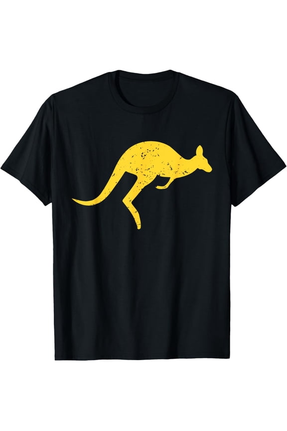 Retro Kangaroo Silhouette Graphic T-Shirt - Vintage Distressed Australian Animal Tee for Men and Women - Cute Wildlife Nature Apparel