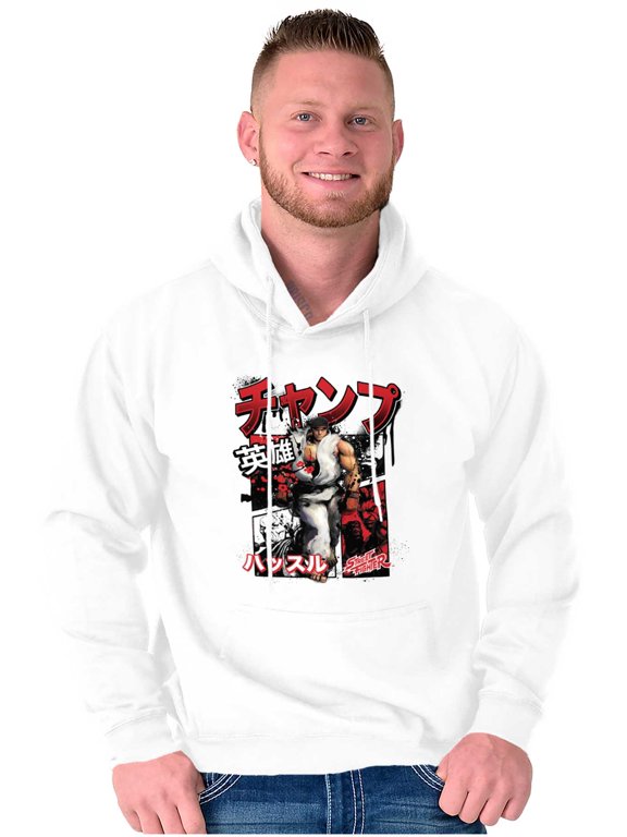 Retro Kanji Street Fighter Ryu Hoodie Hooded Sweatshirt Men Brisco Brands S
