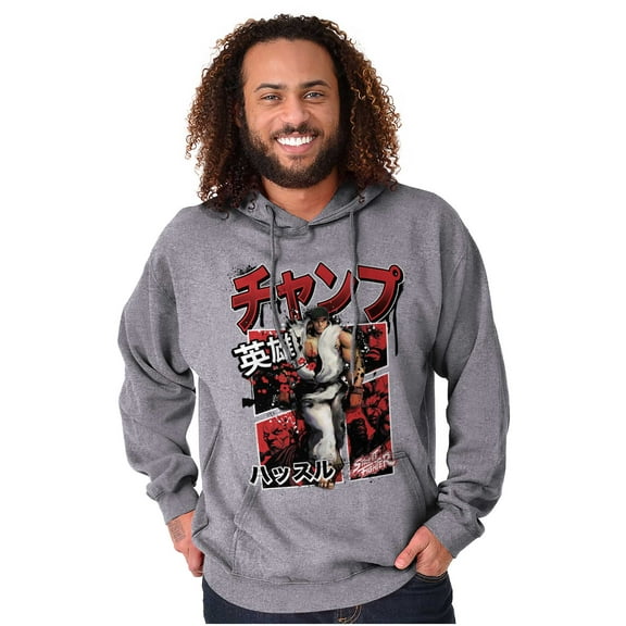 Retro Kanji Street Fighter Ryu Men Big & Tall Graphic Hoodie Brisco Brands 3X