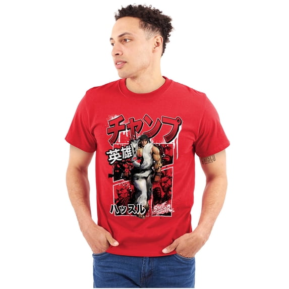 Retro Kanji Street Fighter Ryu Men Big & Tall Graphic Tee Brisco Brands 3X