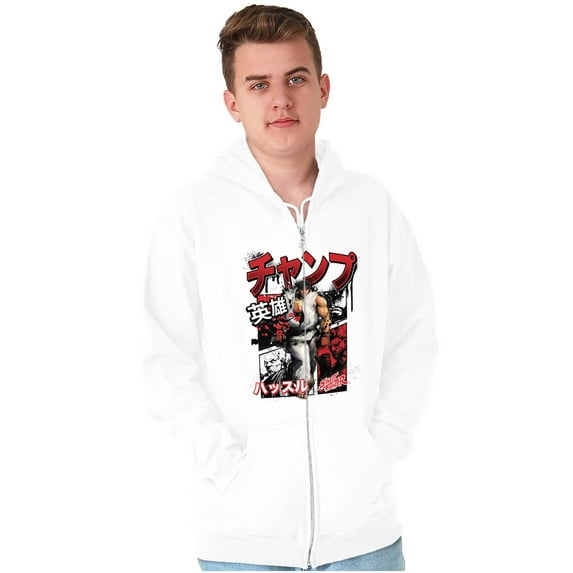 Retro Kanji Street Fighter Ryu Zip Hoodie Sweatshirt Men Brisco Brands M