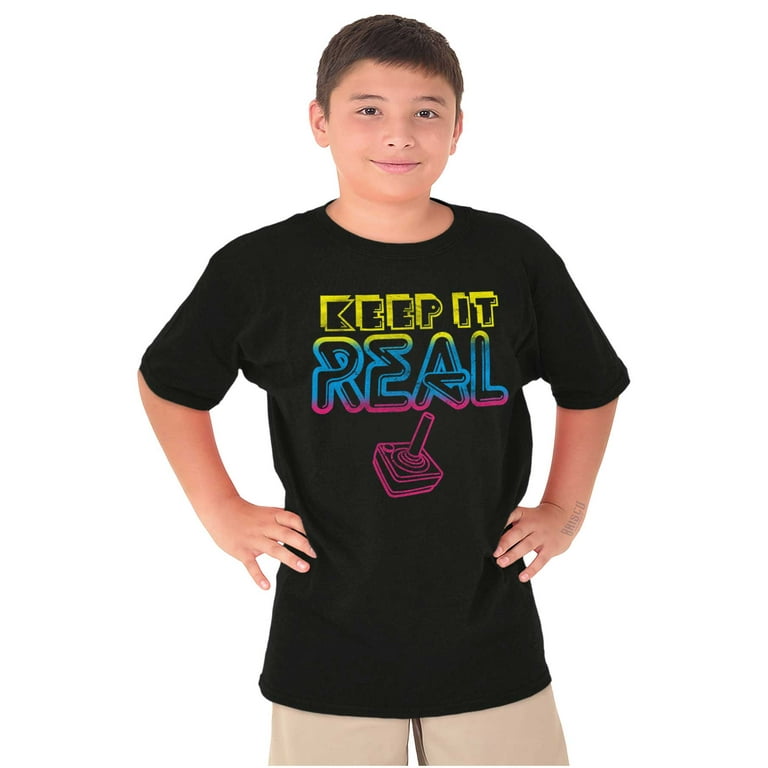 Retro Keep It Real Vintage Video Game Crewneck T Shirts Boy Girl