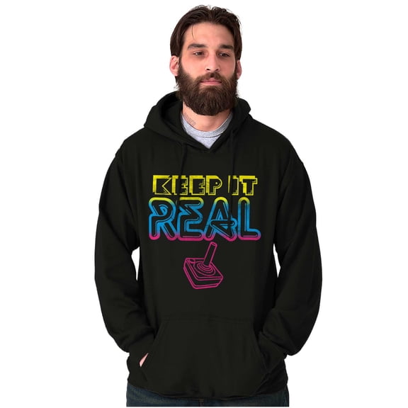 Retro Keep It Real Vintage Video Game Unisex Plus Fleece Graphic Hoodie Brisco Brands 2X
