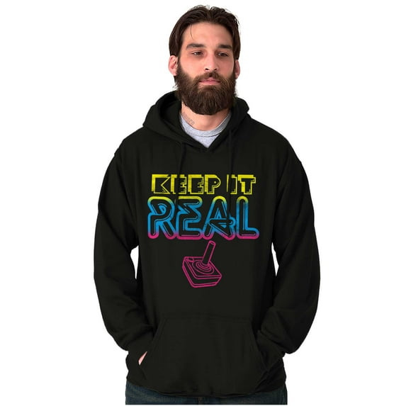 Retro Keep It Real Vintage Video Game Unisex Plus Fleece Graphic Hoodie Brisco Brands 2X