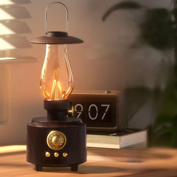 Retro Kerosene Table Lamp with Bluetooth Speaker, Infinitely Dimmable Rechargeable LED Lights for Bedroom, IPX4 Waterproof Bedside Lamps for Camping Party Holiday Home Decor Gift