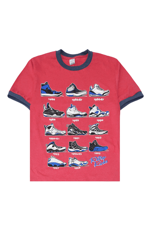 Men's Evolution Of Jordan Shoes Throughout The Years Tee T-Shirt (XX-Large, Red)