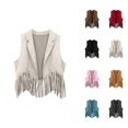 thumbnail image 1 of Retro Kids Cowboy Vest Sleeveless Collared Fringe Vest 70s Tops Hippie Jacket for Party 3-12 Years, 1 of 4