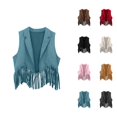 thumbnail image 1 of Retro Kids Cowboy Vest Sleeveless Collared Fringe Vest 70s Tops Hippie Jacket for Party 3-12 Years, 1 of 4