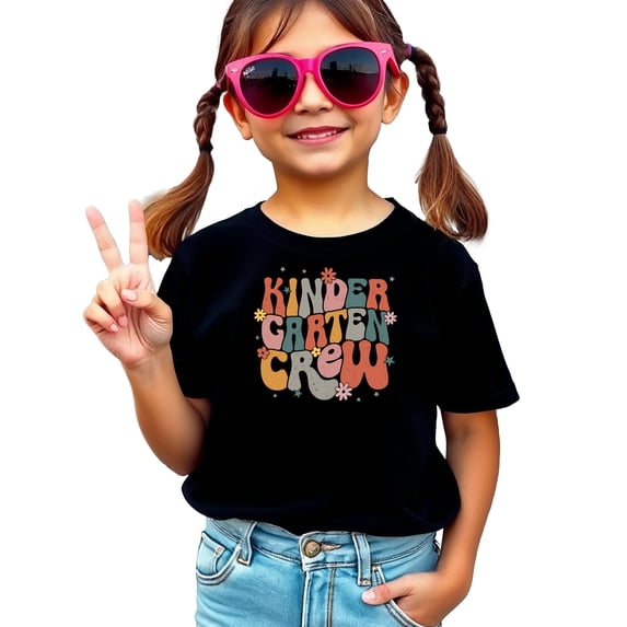 Retro Kindergarten Shirt for Toddlers, Youth and Women Cute Flower Trendy School Tee for Adults and Kids Black Shirt Youth Large