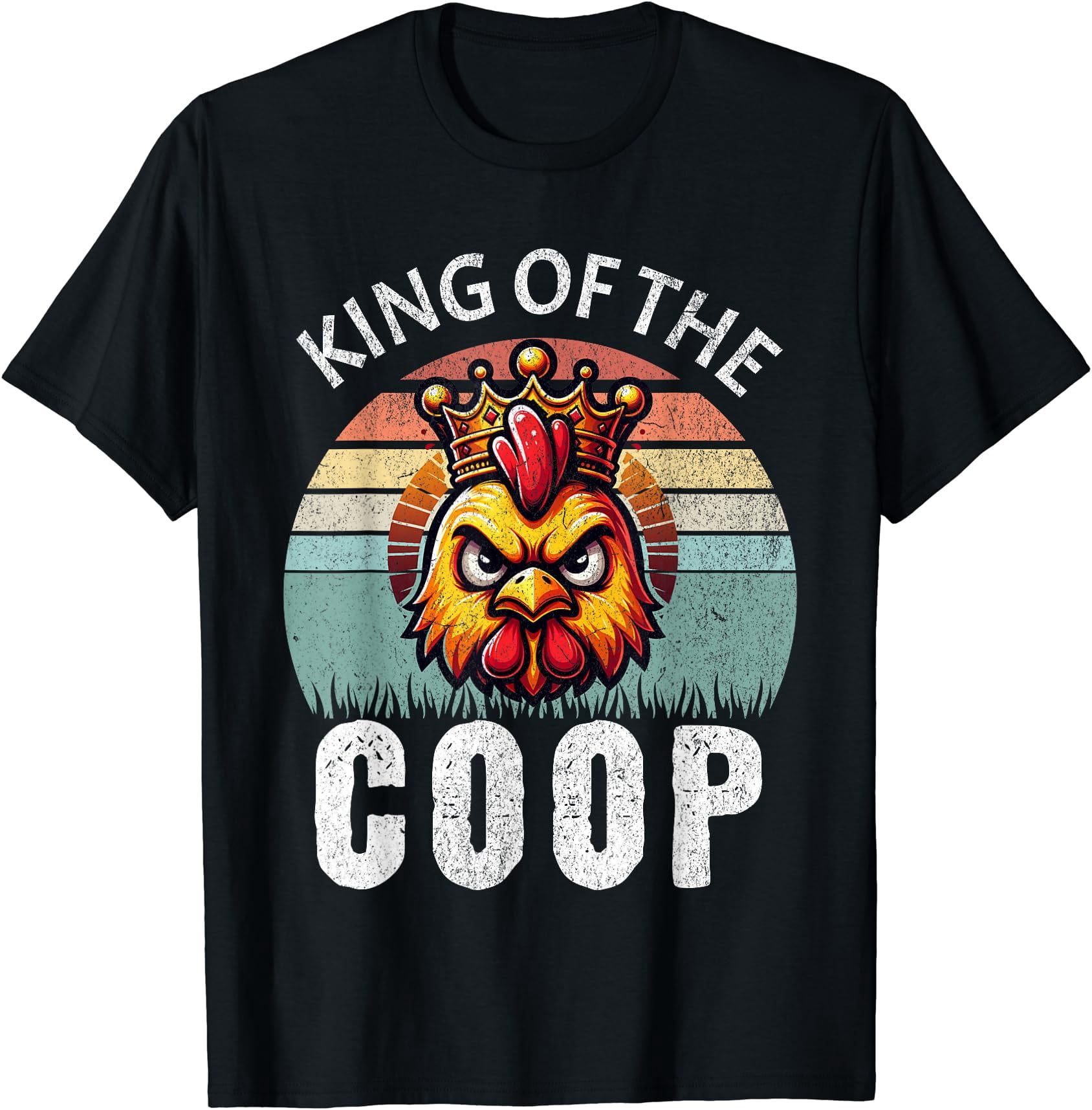 Retro King of the Coop Angry Daddy Chicken Fathers Day T-Shirt ...