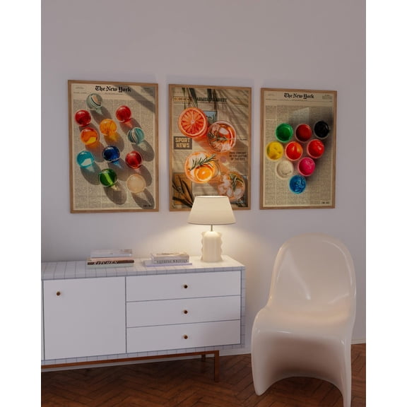 Retro Kitchen Art Colorful Food Typography Set 3 Unframed Paper Print