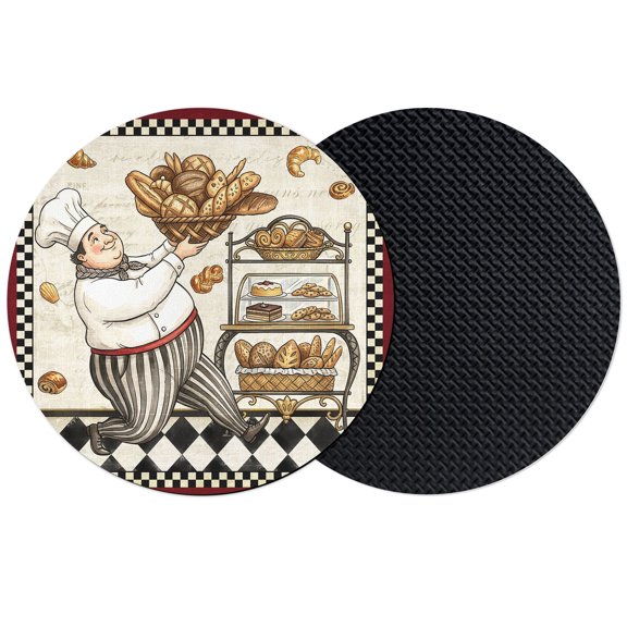 Retro Kitchen Chef Coasters Set of 2, Absorbent Coasters for Drinks, Rustic Baker Cooking White Black Plaid Coaster for Desk Coffee Table Protection, Home Decor House Warming Gifts 4"