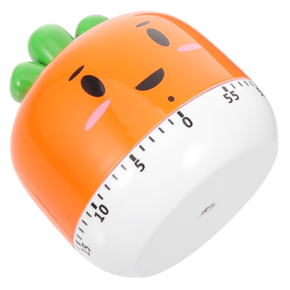 Worgeous Carrot Shaped Kitchen Timer for Cooking and Baking Manual Mechanical Timer Orange Plastic Metal 60 Minutes