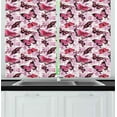 thumbnail image 1 of Retro Kitchen Curtains, Butterflies on Nostalgic Background Classic Paintbrush Design Print, Two Panels Drapes with Rod Pocket Room Decor, 55" X 45", Black Lilac Pink, by Ambesonne, 1 of 1