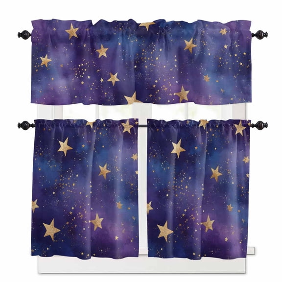 Retro Kitchen Curtains Valances and Tiers Set of 3, 36 Inch Length Tier Curtains and Valance Rod Pocket Valance Curtains Set for Kitchen Bathroom Small Windows