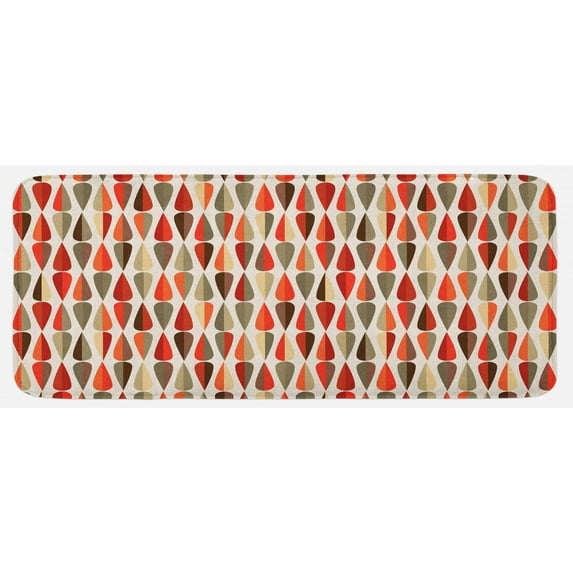 Retro Kitchen Mat, Sixties and Seventies Style Geometric Round Shaped Repeated Symmetric Design, Plush Decorative Kitchen Mat with Non Slip Backing, 47" X 19", Multicolor, by Ambesonne