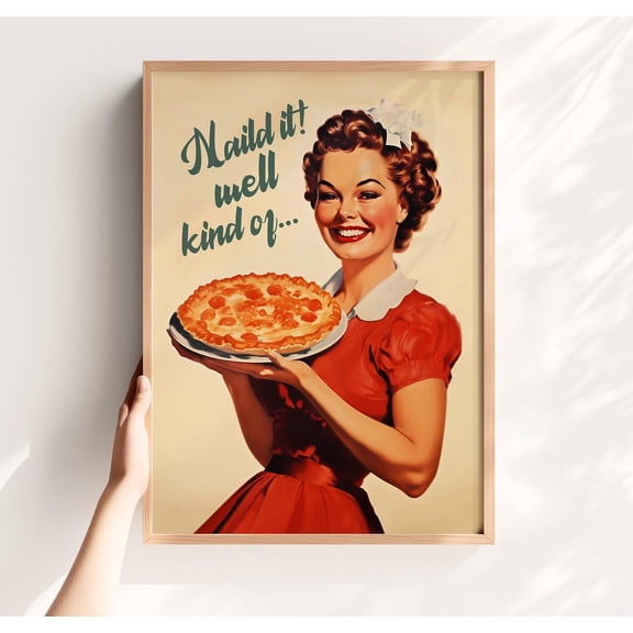 Retro Kitchen Pie Chef Kitchen Quote Wall Decoration, Unframed Paper Poster 8x10in