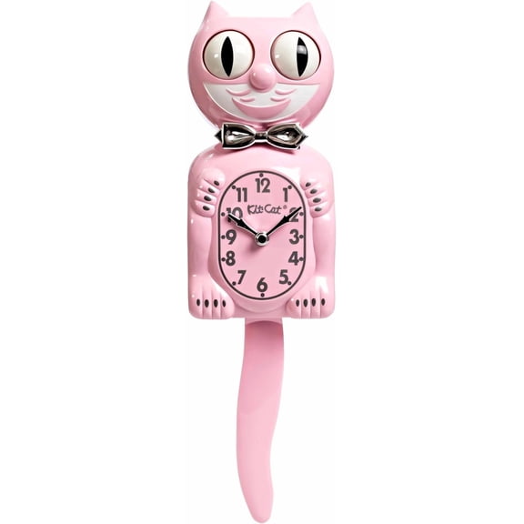Kit Cat Klock Classic Pink Limited Edition Wall Clock, Iconic Retro Vintage Cat Clock with Moving Eyes, Wagging Tail & Rolling Eyes