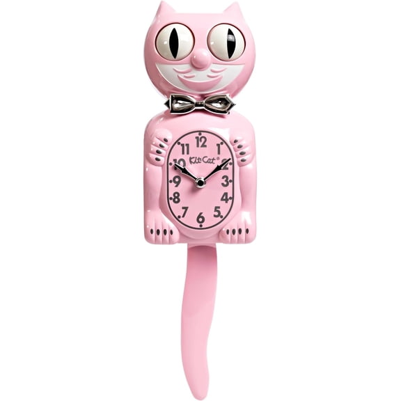 Kit Cat Klock Classic Pink Limited Edition Wall Clock, Iconic Retro Vintage Cat Clock with Moving Eyes, Wagging Tail & Rolling Eyes