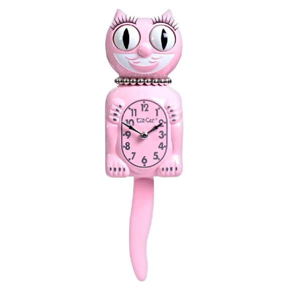 Retro Kitchen Pink Lady Kit Cat Clock 15.5" Full Size Kit-Cat Klock with Moving Eyes and Tail Retro Style