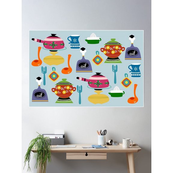 Retro Kitchen Poster Wall Art, Modern Wall Decor For Living Room Bedroom, 8x12 UNFRAMED