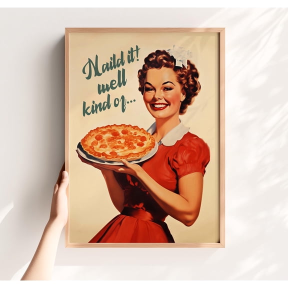 Retro Kitchen Print Kitchen Wall Art Retro Print 50S Style Poster Cooking Print Pie Print Kitchen Art Chef Gift Kitchen Quote, Poster Only