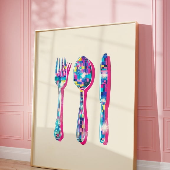 Retro Kitchen Utensils Art Print: Trendy Kitchen Decor UNFRAMED PAPER POSTER, Home Decor, Vintage Gift, Living Room Dercor