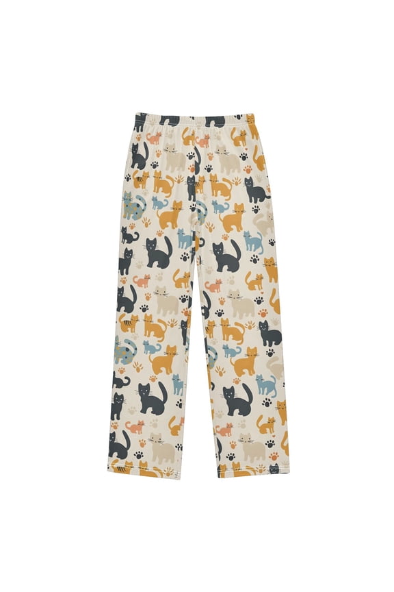 Retro Kitten Christmas Pajama Pants Soft and Lightweight Elastic Waistband Christmas Pajama Pants