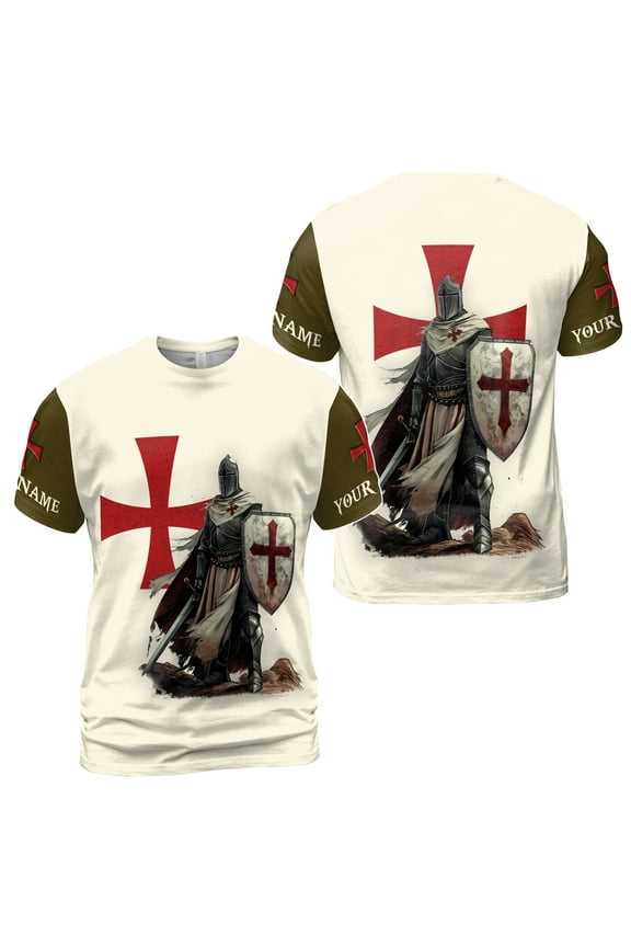 Retro Knight Templar Vintage Cross Men's T-shirt S-5XL