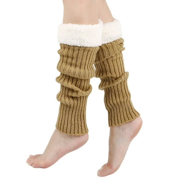 Retro Knitted Leg Warmers Which Is Christmas Thickened Socks in Crochet Long Boot Style Made of Acrylic Fiber with Elastic and Warm for Women's Party and Dance