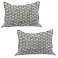 thumbnail image 1 of Retro Knitted Quilt Pillowcover Set of 2, Big and Small Circles with Dots Vibrant Colored Symmetrical Tile Pattern, Standard Queen Pillow Sham Bedroom, 30" x 20", Marigold Scarlet Blue, by Ambesonne, 1 of 1