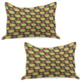 thumbnail image 1 of Retro Knitted Quilt Pillowcover Set of 2, Spotty Pattern with Orange and Green Circles in Diagonal Direction, Standard Queen Pillow Sham Bedroom, 30" x 20", Yellow Green Orange, by Ambesonne, 1 of 1