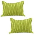 thumbnail image 1 of Retro Knitted Quilt Pillowcover Set of 2, Vintage Old Fashioned 60s 70s Inspired Polka Dots Pop Art Style Art Print, Standard Queen Pillow Sham Bedroom, 30" x 20", Lime Green and White, by Ambesonne, 1 of 1