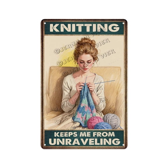 Retro Knitting Quote Tin Sign Knitting Because Murder Is Wrong 12x16 Aluminum Wall Decor Funny Craft Room Gift for Yarn Lovers & DIY Creators
