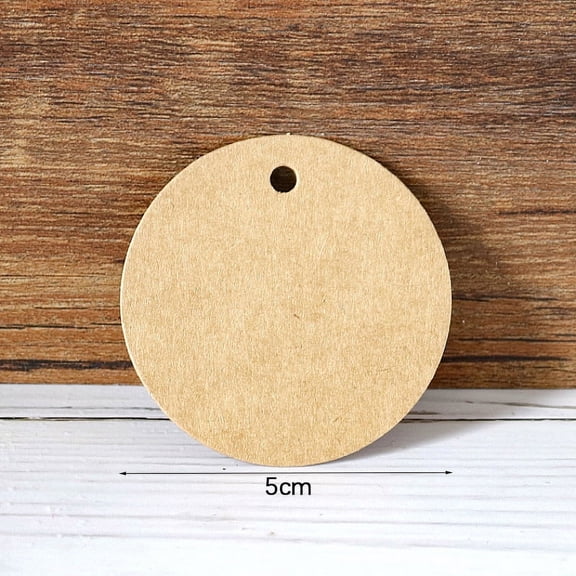 Retro Kraft Paper Gift Tags Hange Tags for Arts Crafts and Food Flat Round BurlyWood 5cm 100pcs/bag