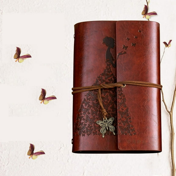 Retro Kraft Paper Strap Notebook, Portable Korean Creative Butterfly Diary, Brown Note Book, 1 Notebook Notebook, Brown