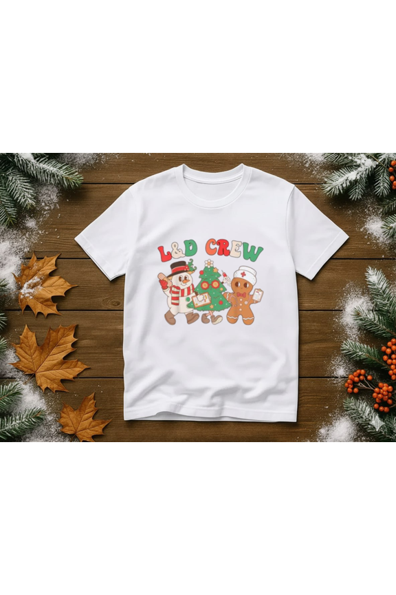 Retro L&D Nurse Crew Holiday Festive Winter Labor Delivery Unisex T-Shirt, up to size 5XL