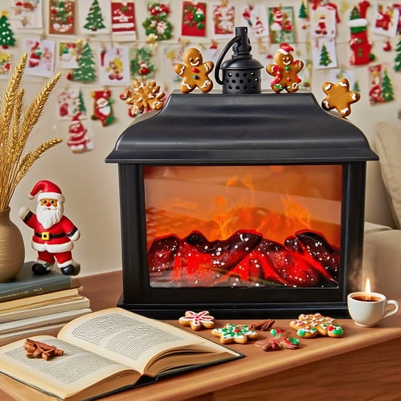Retro LED Simulated Flame Fireplace Decor Light