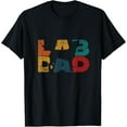 thumbnail image 1 of Retro Lab Lover Labrador Black Lab Dad T-Shirt men and women can wear, black, white, gifts, 1 of 4