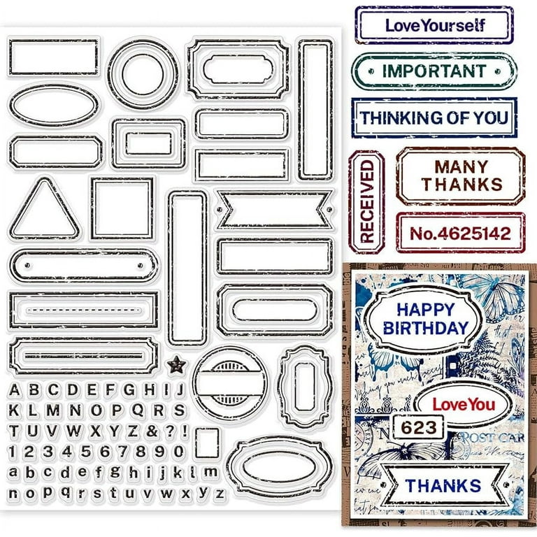 Retro Label Borders Clear Stamps for DIY Scrapbooking Vintage Label Frame  Silicone Clear Stamp Seals 21×29.7cm 