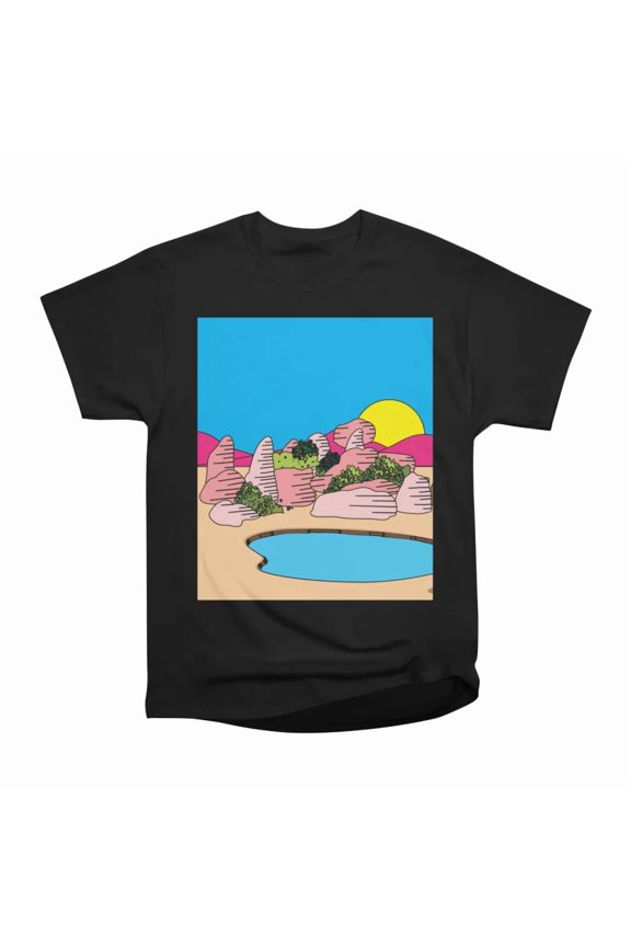 Retro Lake In The Desert Sun T-Shirt Tee Gift For Him Merch For Her Apparel For Friend