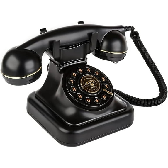 Retro Landline Telephone with Ringer Control, Redial, Vintage Corded Desk Dial Phone Old Fashioned Landline Phones for Home House, Black
