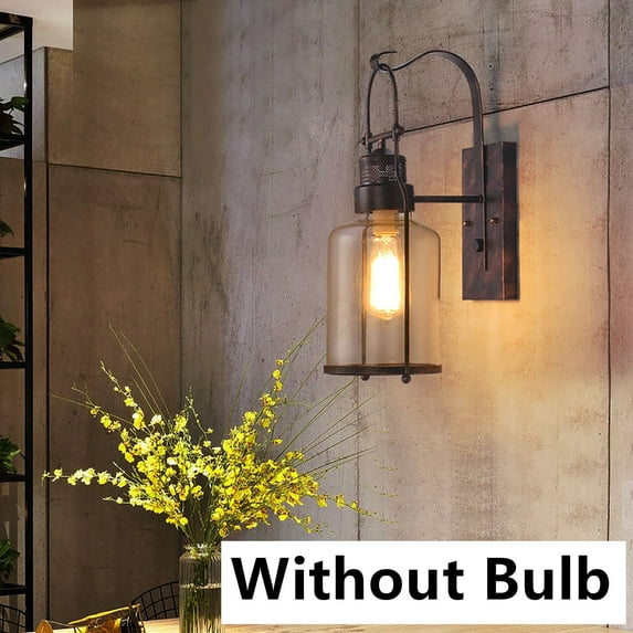 Retro Lantern Antique Vintage Rustic Lamp Wall Sconce Light Fixture Indoor Rustic Industrial Lantern Glass Wall Light Fixture Loft Outdoor Wall Sconce Lamp Industrial Rustic Lantern Glass Wall Light