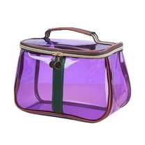 Retro Large Capacity Makeup Organizer for Women - Transparent Cosmetic Travel Bag with Portability for Ladies